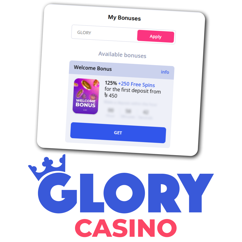 Insert our promo code after creating an account at Glory Casino and get more bonuses.