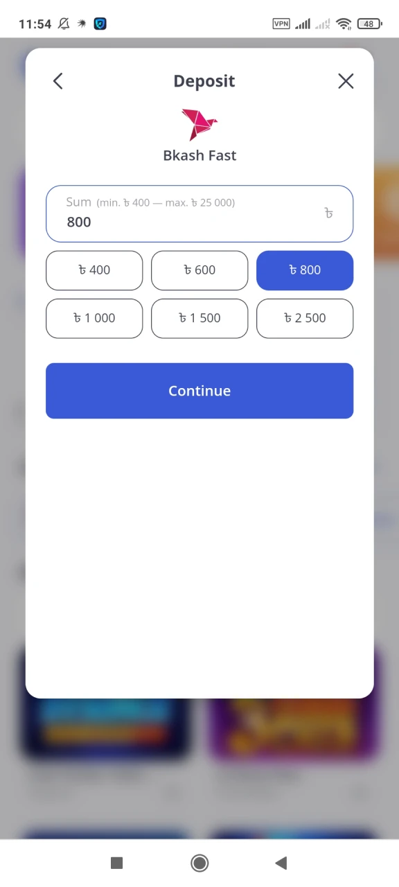 Input the special data for a successful deposit at Glory Casino.