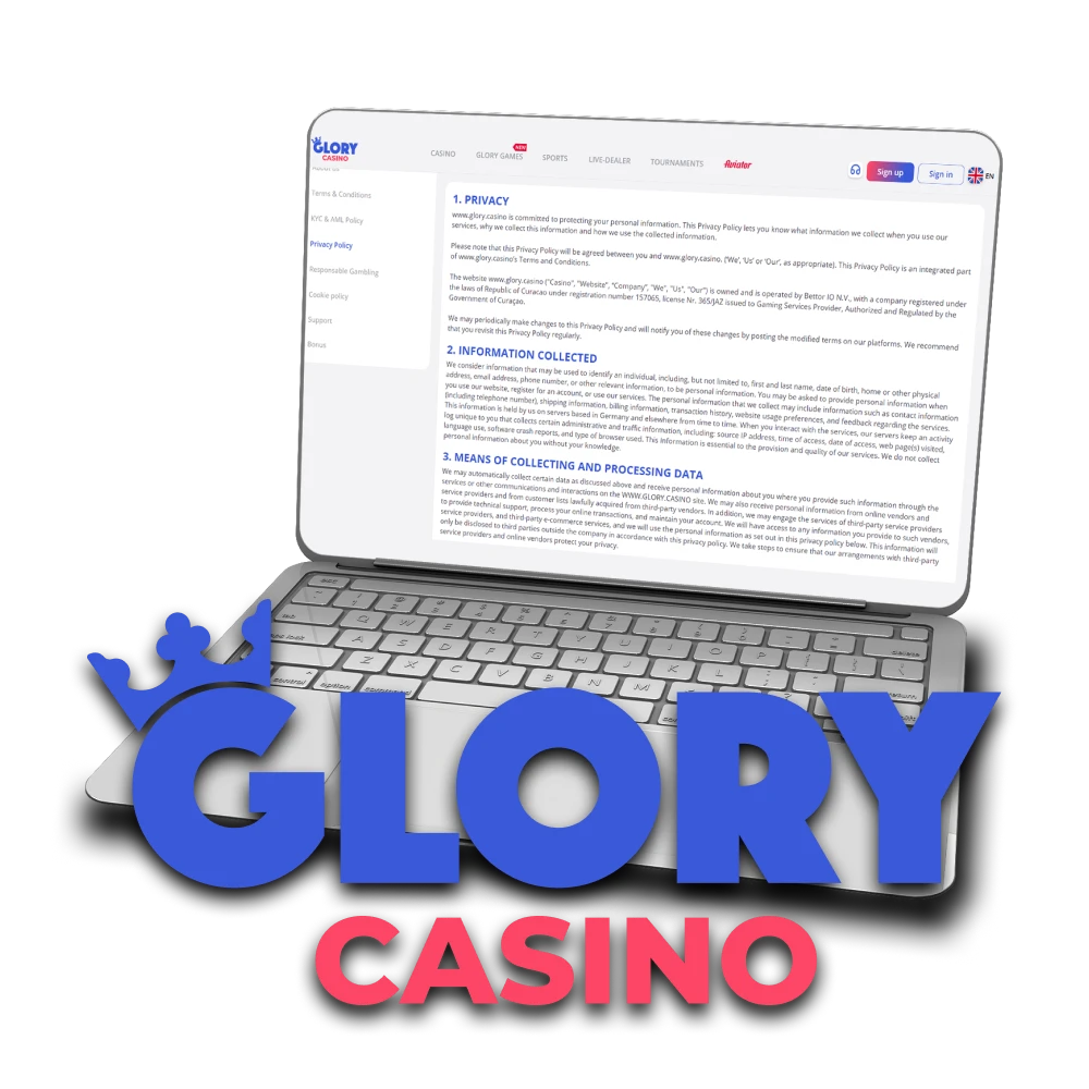 Glory Casino protects the personal data of its users.