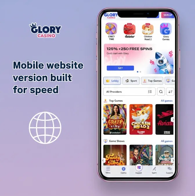 mobile version of glory casino