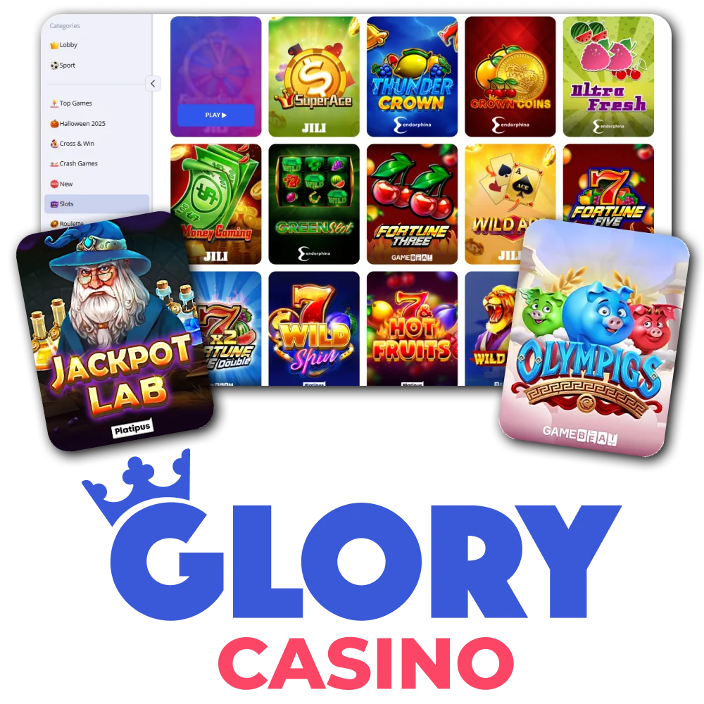 Play your favourite slots games and discover new ones with Glory Casino.