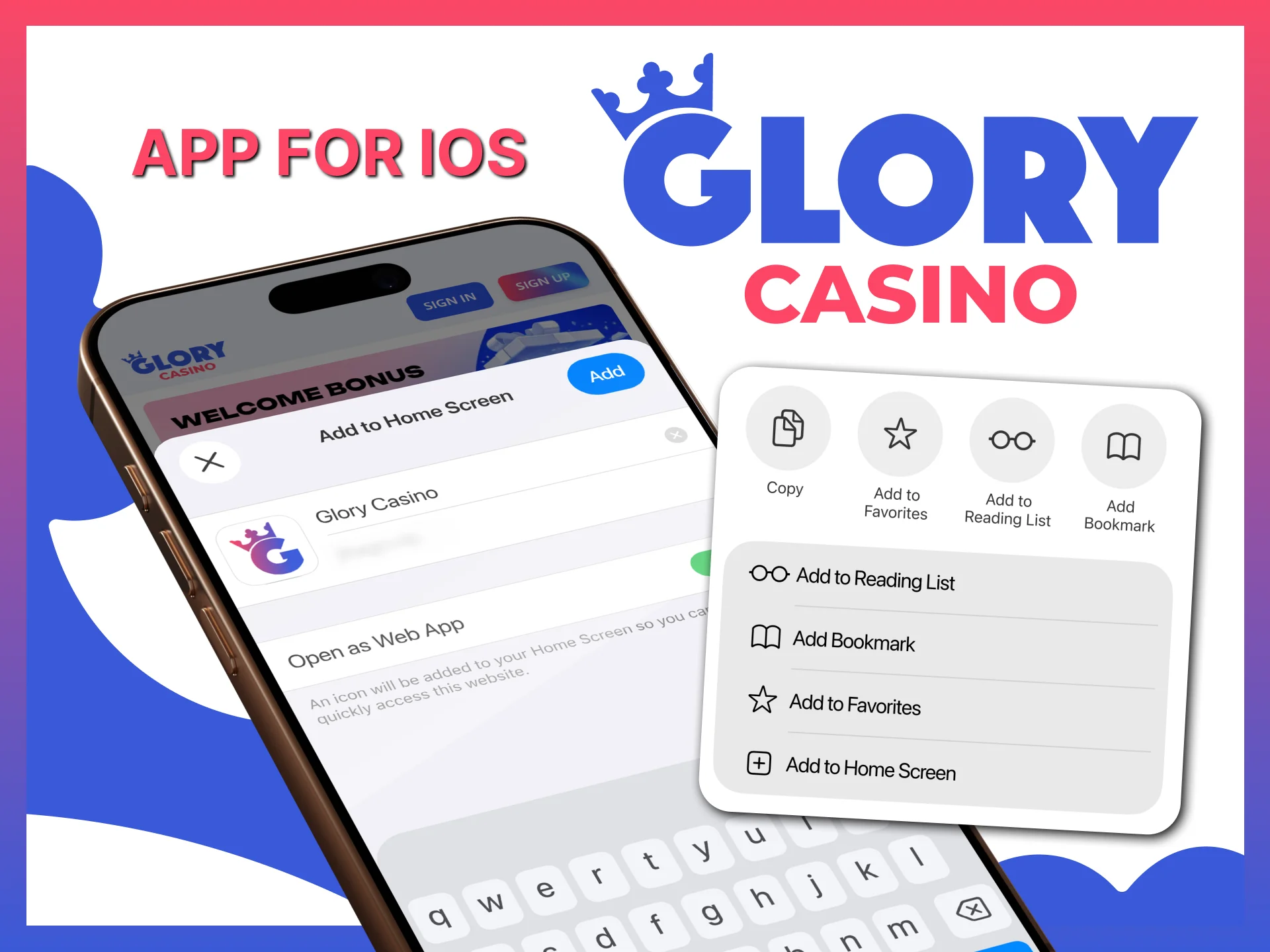 Install Glory Casino for iOS Devices and start betting on your iPhone.